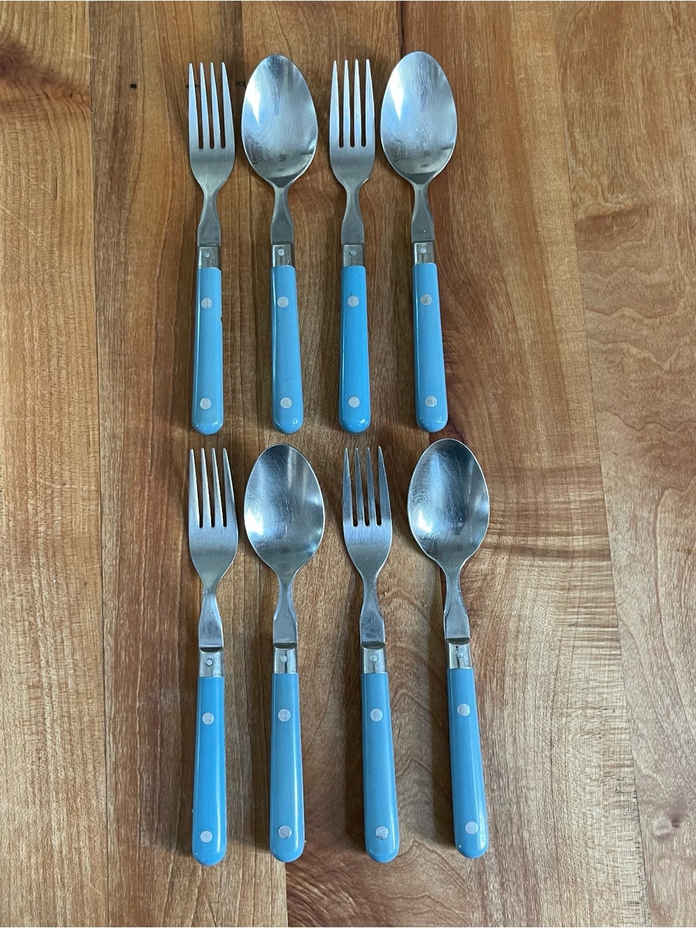 Vintage Washington Forge Mardi Gras Flatware 4 Forks 4 Tablespoons Light Blue